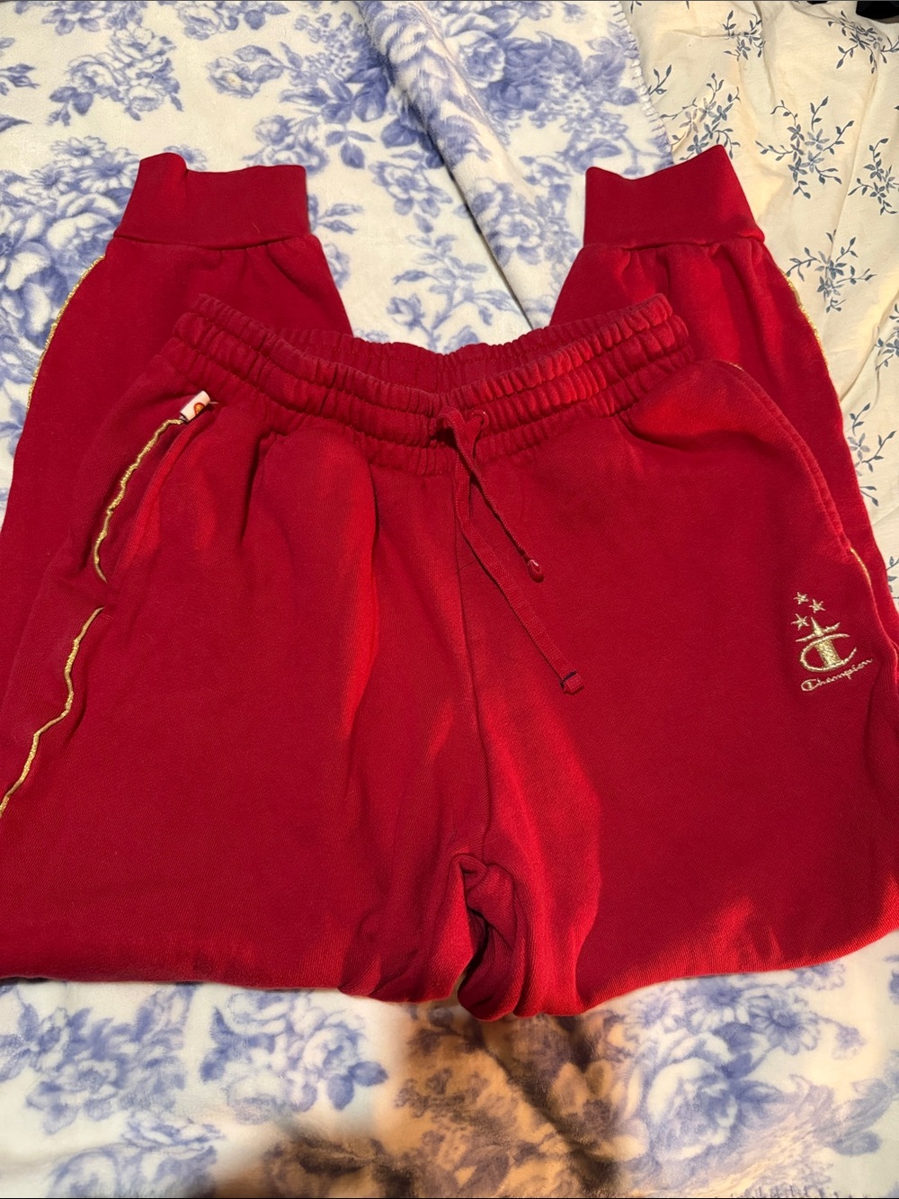 Champion Red Track Joggers with Embroidered Logo